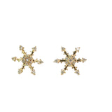Diamond Snowflake Stud Earrings in Yellow Gold