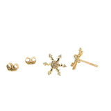 Diamond Snowflake Stud Earrings in Yellow Gold