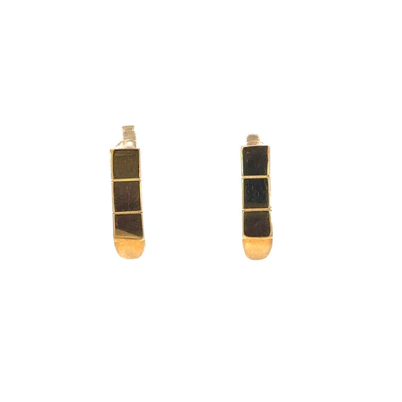 Italian Oblong Lined Clip Post Earrings