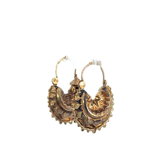 Antique Fancy Pattern Hoop Drop Earrings