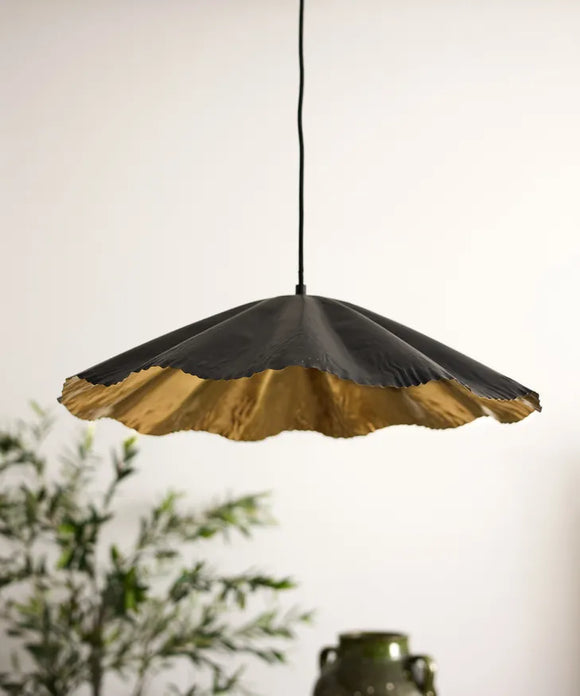 Crimped Pendant Black and Gold - Small