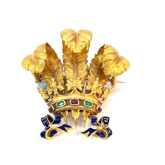 Antique Prince Of Wales Feathers Brooch
