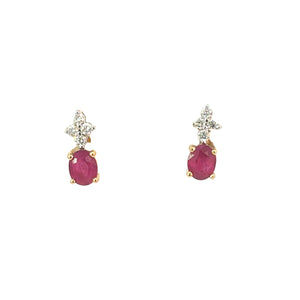 Diamond Ruby Drop Earrings
