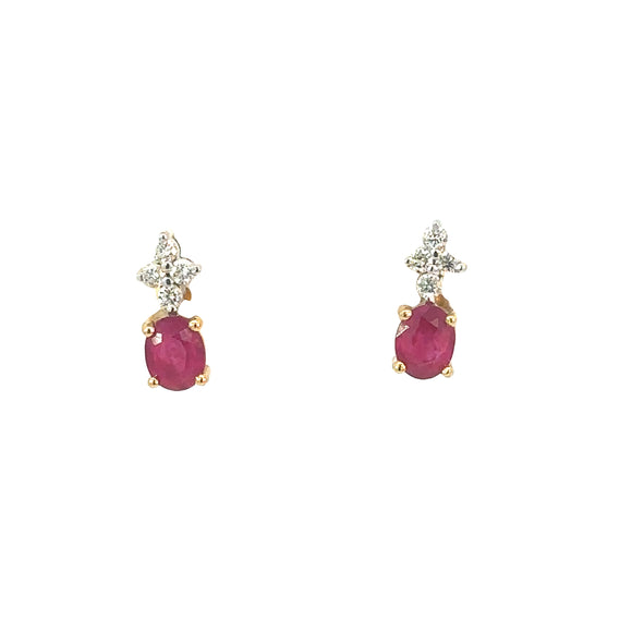 Diamond Ruby Drop Earrings