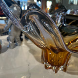 Designer Large Glass Amber Flower Bowl