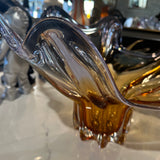 Designer Large Glass Amber Flower Bowl