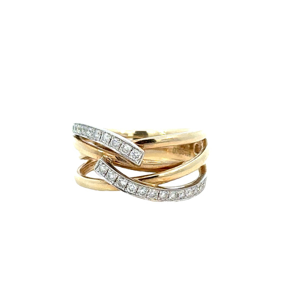 Diamond Crossover Ring in 14ct Gold