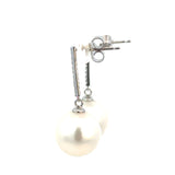 Diamond South Sea Pearl Drop Earrings in 14ct White Gold