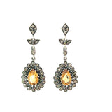 Citrine Marcasite Flower Earrings