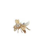 Diamond Cultured Pearl Bee Brooch