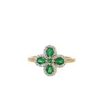 Emerald and Diamond Flower Ring