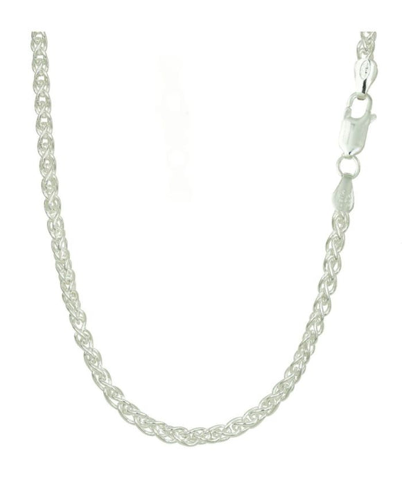 Sterling Silver Wheat Chain Necklace - 45cm