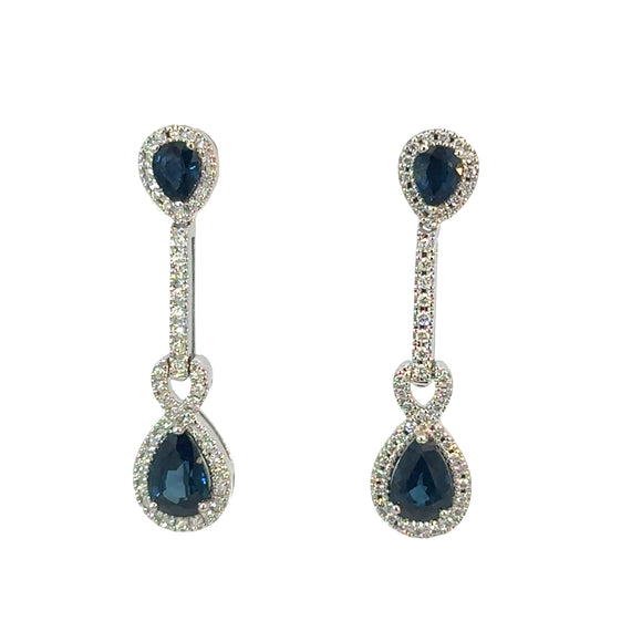 Sapphire Diamond Drop Earrings