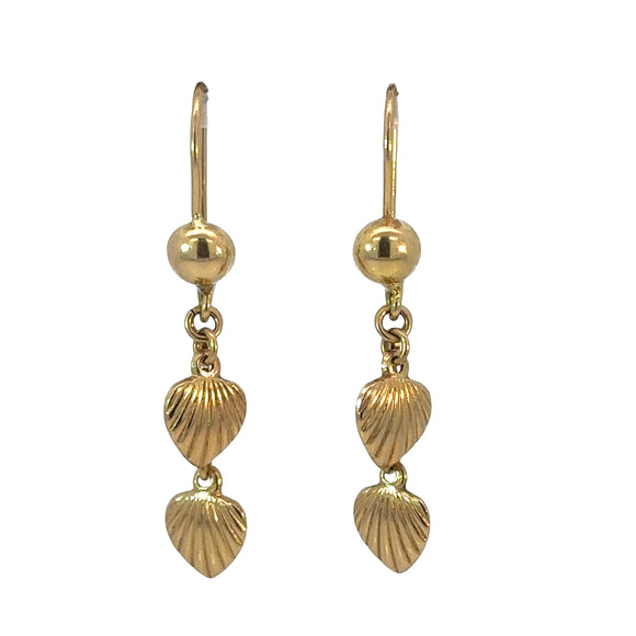 Gold Shell Drop Earrings in 18ct Yellow Gold