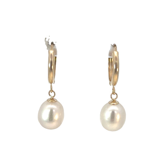 Pearl Hoop Drop Earrings - 12.0mm