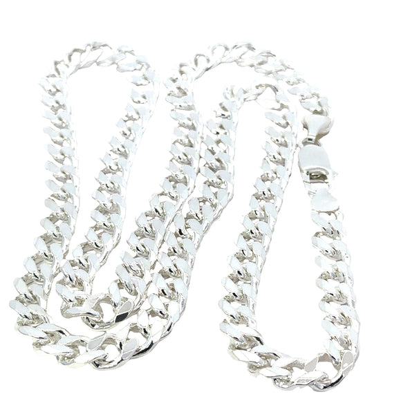 Unisex Flat Curb Link Necklace in Sterling Silver - 60cm