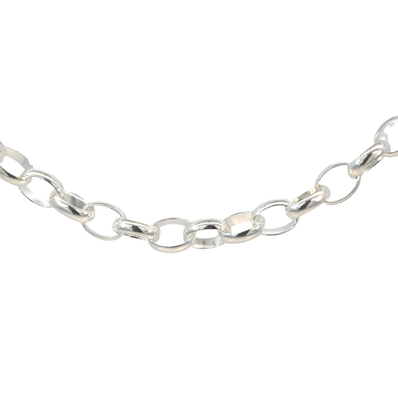 Oval Belcher Chain Necklace in Sterling Silver - 50cm