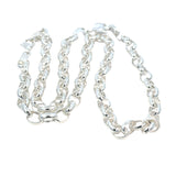 Oval Belcher Chain Necklace in Sterling Silver - 50cm