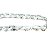 Unisex Flat Curb Link Bracelet in Sterling Silver