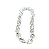 Oval Belcher Link Bracelet in Sterling Silver