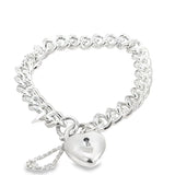 Sterling Silver Curb Link Bracelet with Puff Heart
