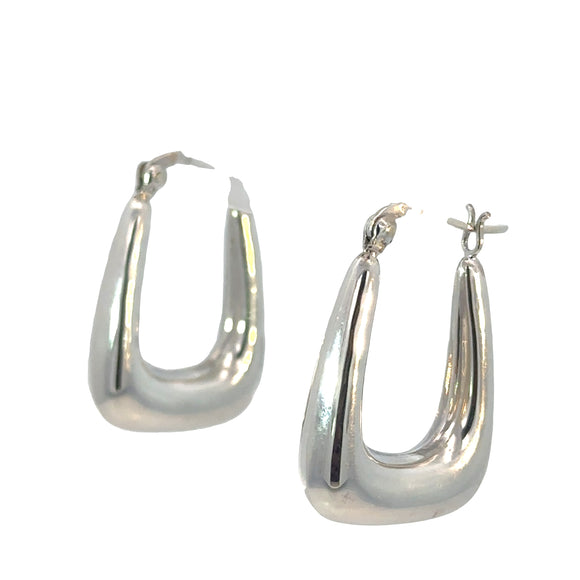Square Puffed Hoop Earrings in Sterling Silver