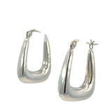 Square Puffed Hoop Earrings in Sterling Silver