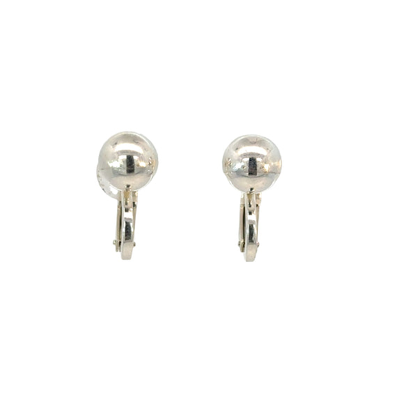 Round Ball Clip On Earrings in Sterling Silver