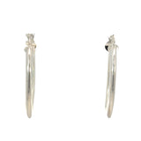 Flat Oval Creole Hoop Earrings in Sterling Silver