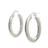 Flat Oval Creole Hoop Earrings in Sterling Silver