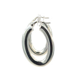 Flat Oval Creole Hoop Earrings in Sterling Silver