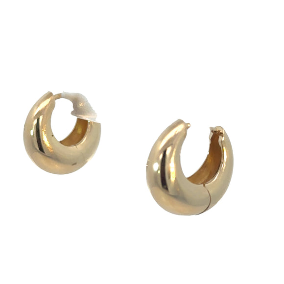 Crescent Shaped Huggie Earrings in 9ct Yellow Gold