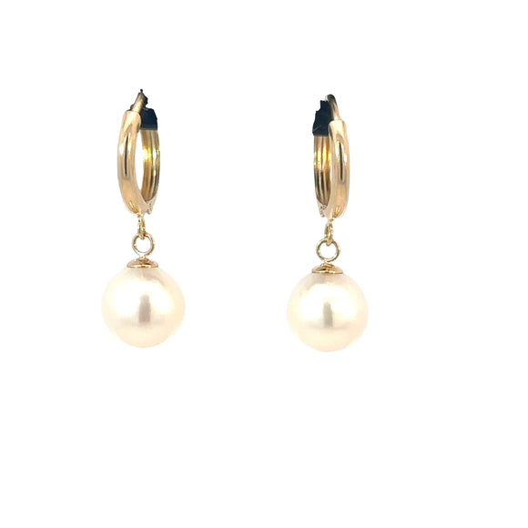 Pearl Huggie Earrings in 10ct Yellow Gold