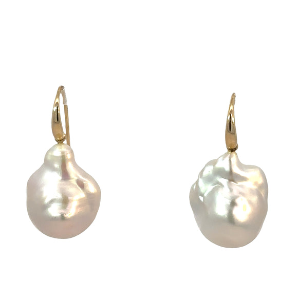 Baroque Fresh Water Drop Earrings in 9ct Yellow Gold