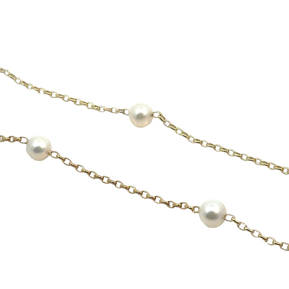 Pearl Chain Necklace in 9ct Yellow Gold