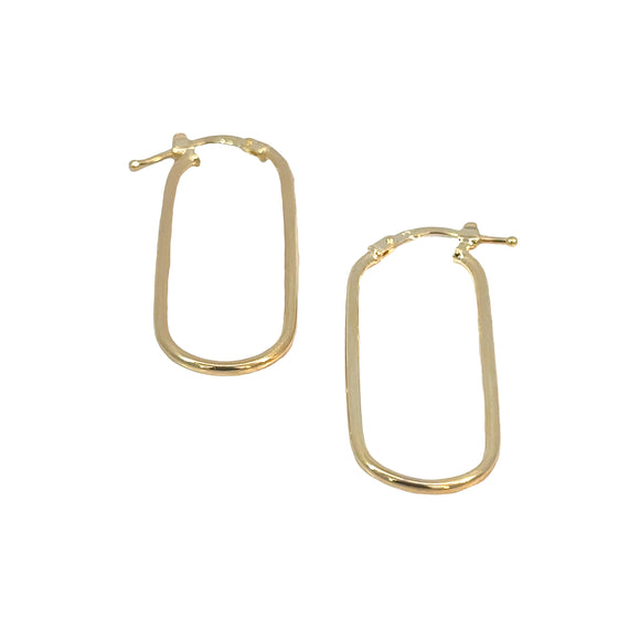 9ct Yellow Gold Long Oblong Hoop Earrings -35.0mm