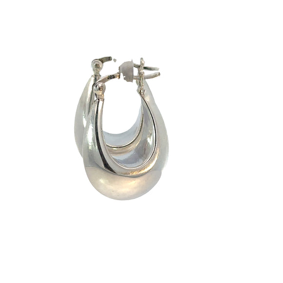 Drop Shaped Hoop Earrings in Sterling Silver