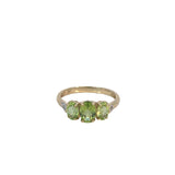 Three Stone Peridot Diamond Dress Ring