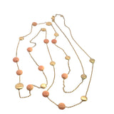 Coral Gold Brushed Disc Necklace in 18ct Yellow Gold - 90cm