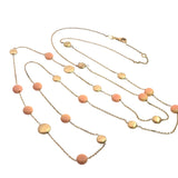 Coral Gold Brushed Disc Necklace in 18ct Yellow Gold - 90cm