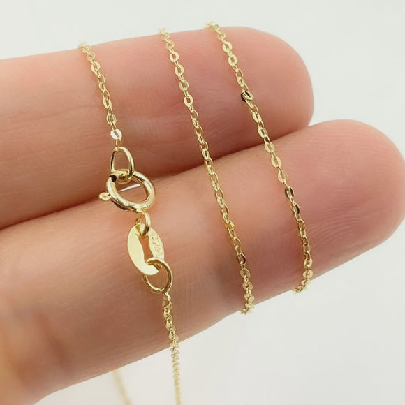 Flattened Cable Chain Necklace in 9ct Yellow Gold - 50cm