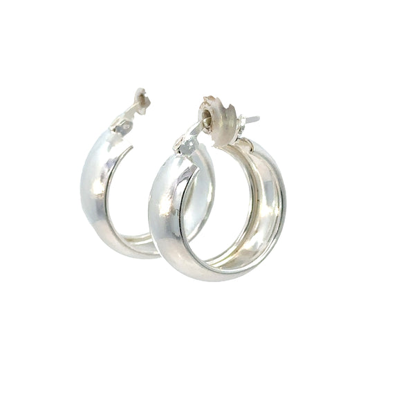 Italian Wide Hoop Earrings in Sterling Silver
