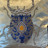 Hand Embroidered Cushion Cover - Gold and Blue