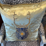 Hand Embroidered Cushion Cover - Gold and Blue