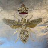 Hand Embroidered Cushion Cover -Platinum with Gold Bee