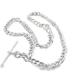 Curb Link Chain Fob Necklace in Sterling Silver