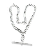 Curb Link Chain Fob Necklace in Sterling Silver