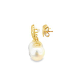 Round Pearl Drop Earrings in 9ct Yellow Gold