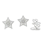 Diamond Double Starburst Earrings in 18ct White Gold