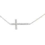 Diamond Side-Way Cross Necklace in 18ct White Gold